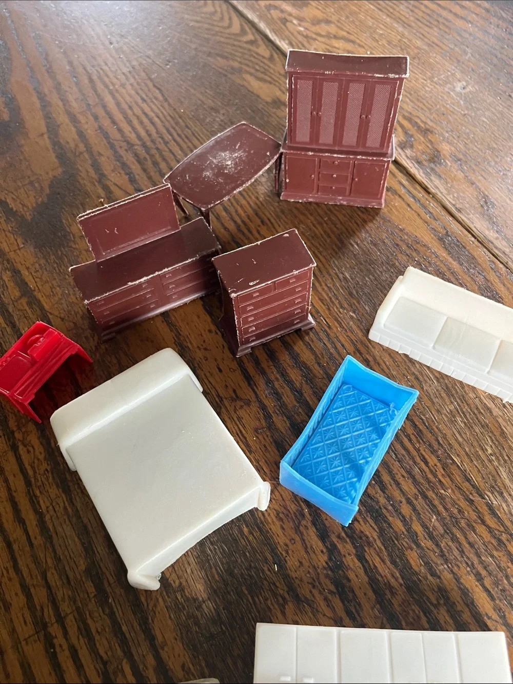 Vintage Plastic Dollhouse Furniture Set - Multicolor